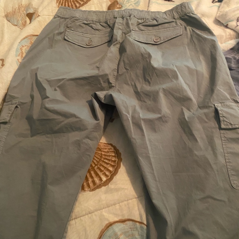 Cosmic Blue Love Rue Ruched back cargo capri Pant size 33